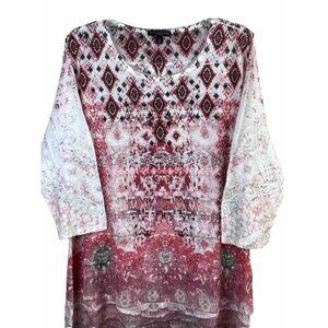 Signature Studio woman  Knit Top Womens Plus Size 2x Multicolor Aztec Pattern